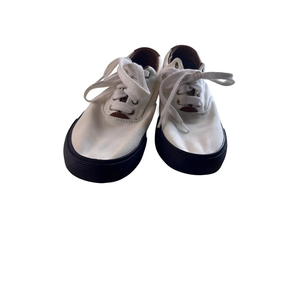 Polo Ralph Lauren Vaughn Mens 9.5D White Canvas Sneakers Navy 11501 Low Top - Picture 3 of 8